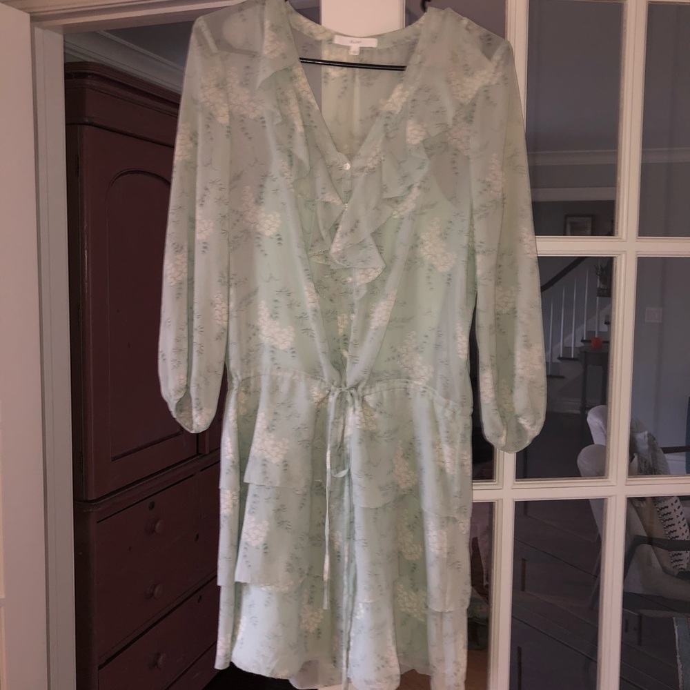 Pale green dress for day or night.